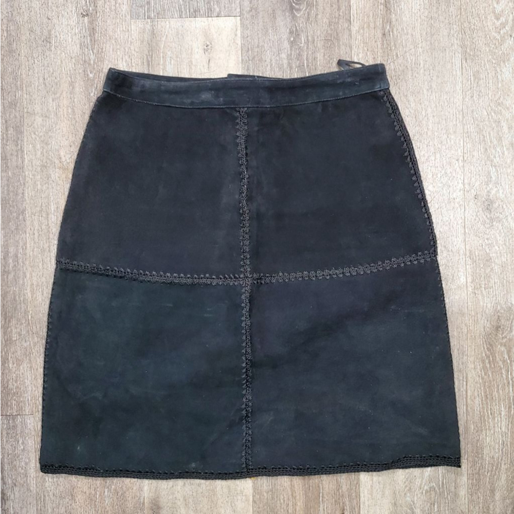 Women's S.M.H. Black Leather Skirt Size 10‎